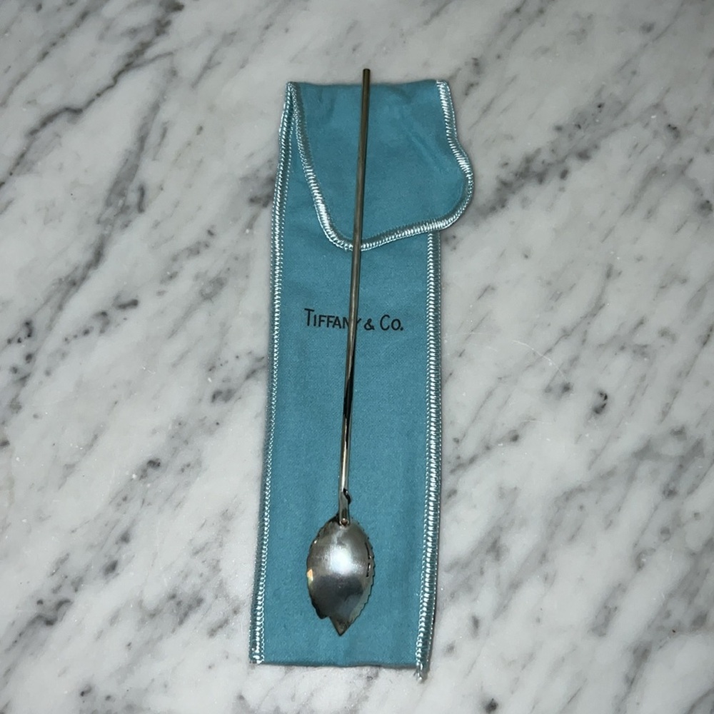 Vintage sterling silver Tiffany double leaf spoon straws - Picture 4 of 5